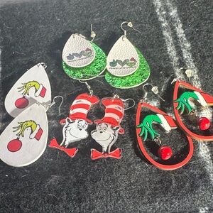 Festive Kids or Wemens Earrings Set - Green, Red, White